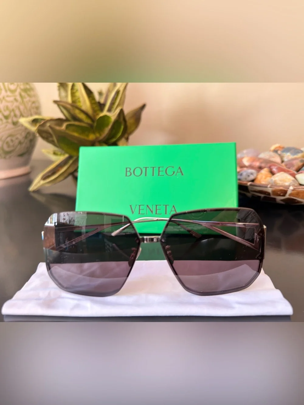Bottega Veneta Brown Gradient Aviator Sunglasses